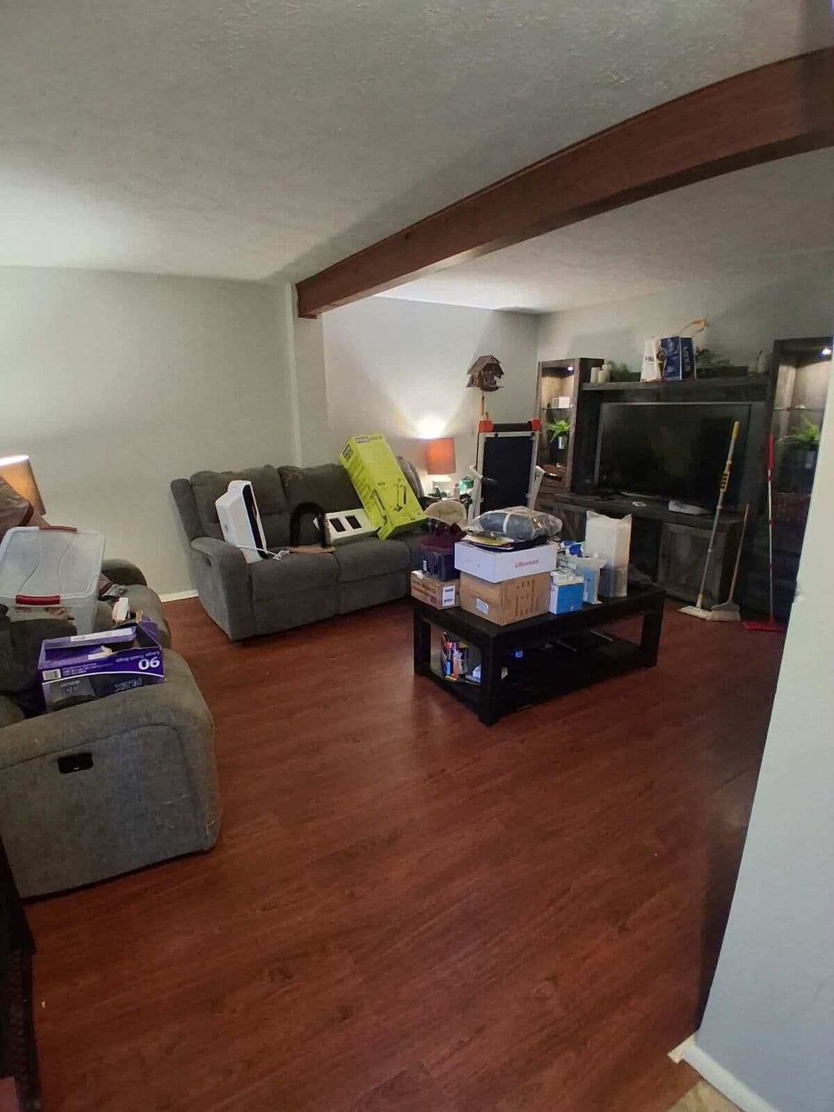 After: Living room cleared with furniture back in place